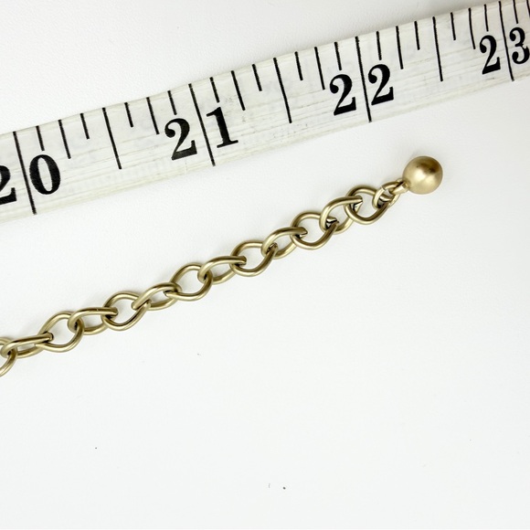 Chico’s Brushed Gold Rhinestone Statement Necklace Rope Chain Bib - Picture 12 of 12